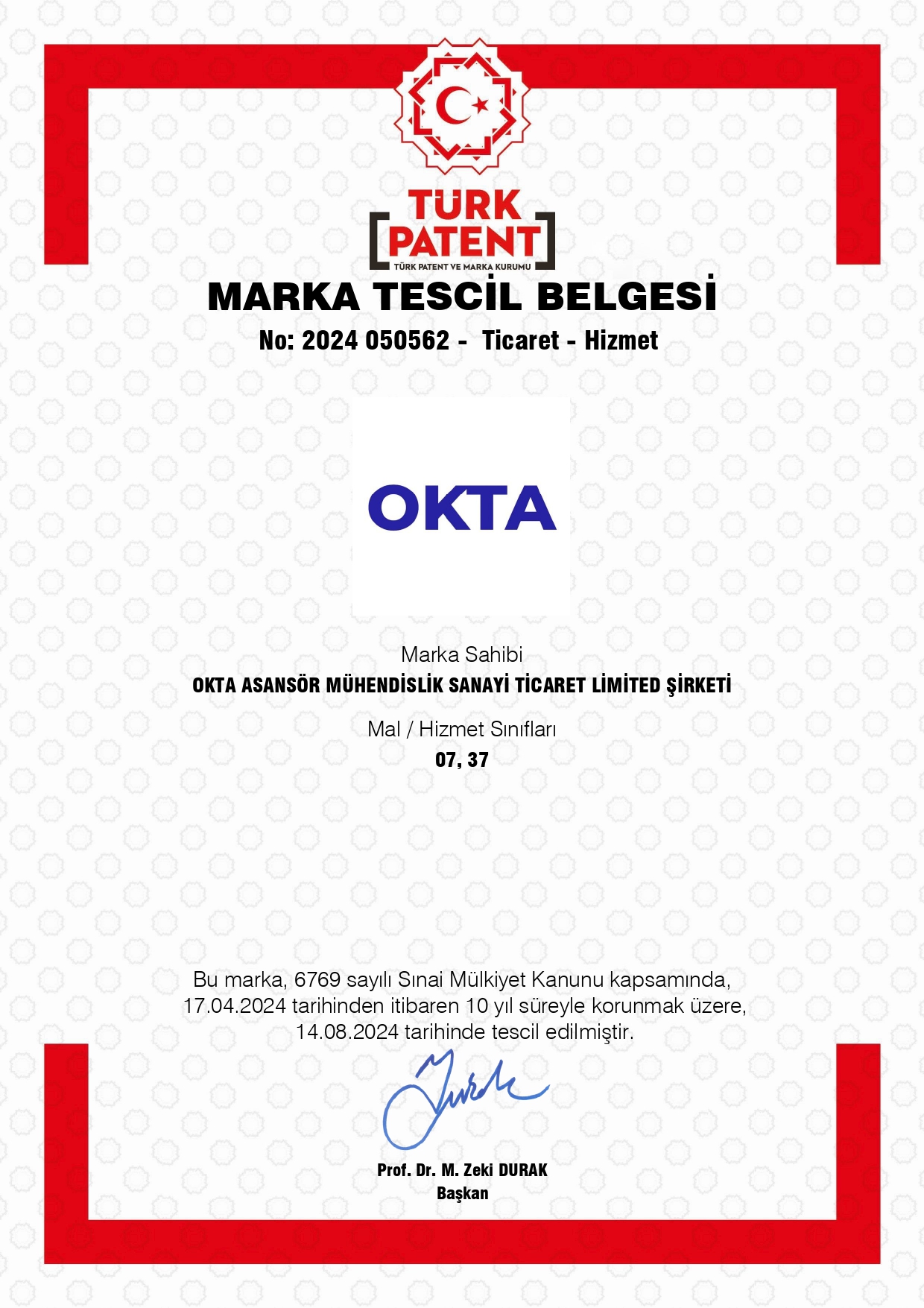 MARKA TESCİL BELGESİ